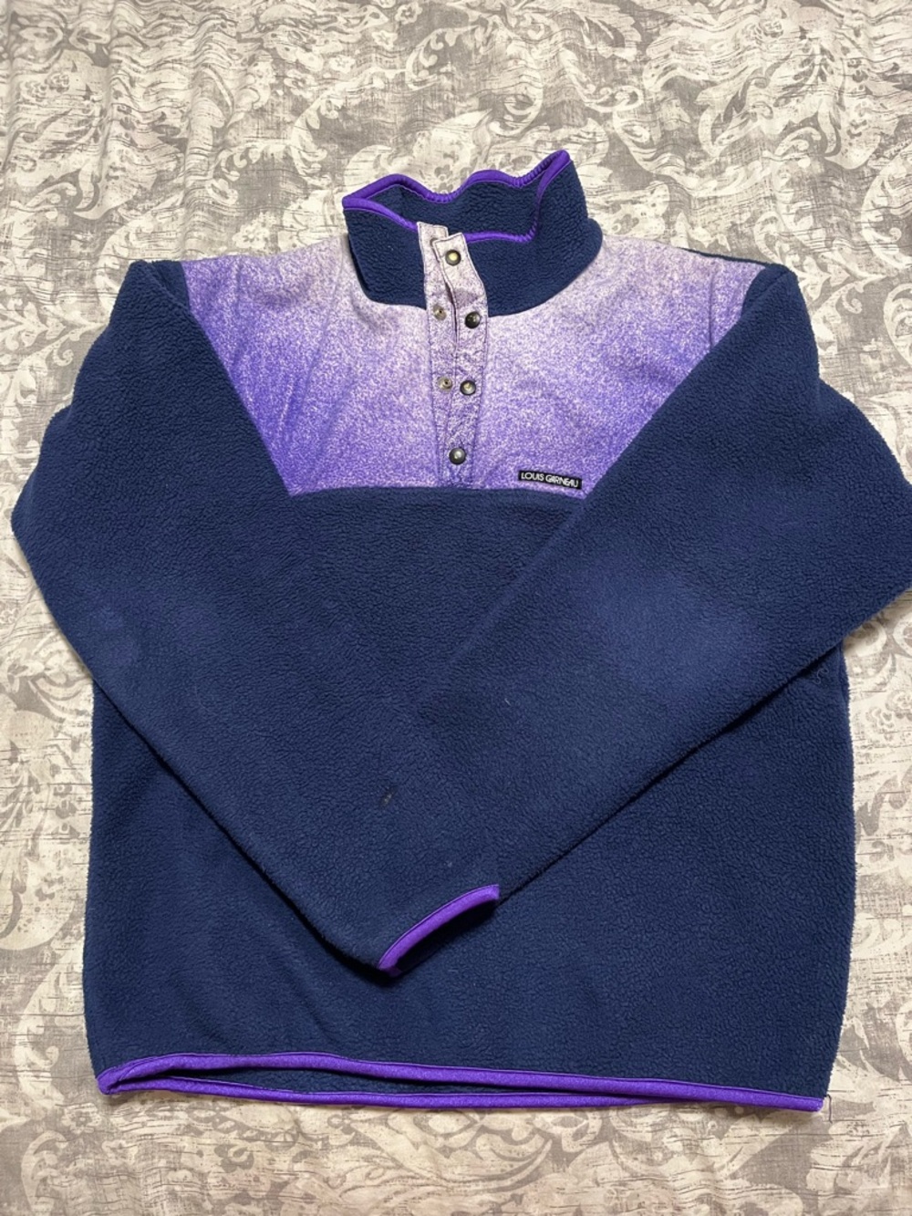 Louis Garneau Navy and Purple Snap-Button Fleece Pullover